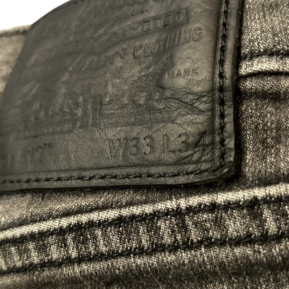 Men’s Levi’s 512 Slim Taper Black Washed Jeans Size W33 L34 - Picture 13 of 14